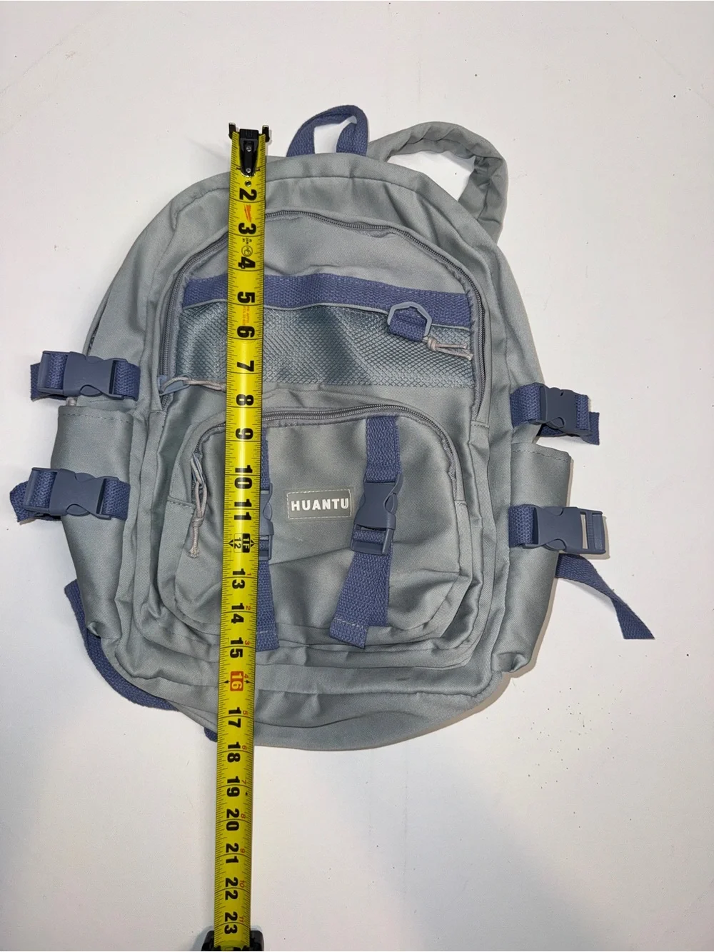 Huantu Men's Gray Backpack with Navy Accents
